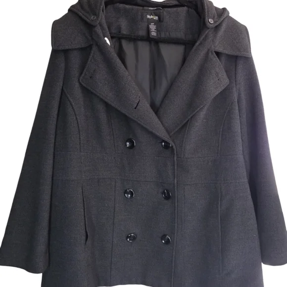 Style & Co. Womens Peacoat - Charcoal Grey - Sz 18W - Picture 1 of 4